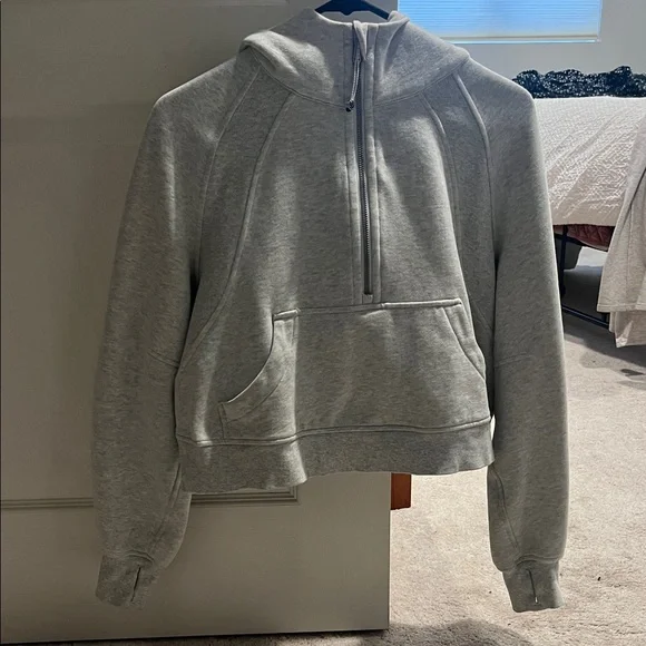 Lululemon Scuba Light Gray Half-Zip Hoodie - Picture 1 of 7